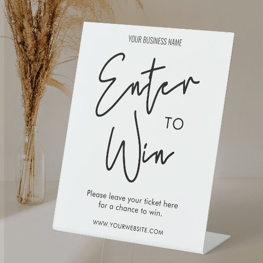 Minimale Black White Realtor Business Event Raffle Reclamebord Met Voetstuk