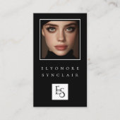 Minimale Black White Script Wimper Foto Logo QR Visitekaartje (Voorkant)