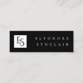 Minimale Black White Script Wimper Logo Qr Code Mini Visitekaartje (Voorkant)