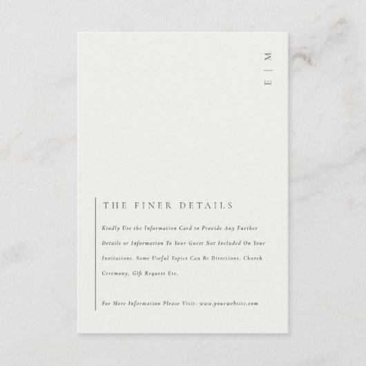 Minimale Black White Typography Wedding Details En Informatiekaartje (Voorkant)