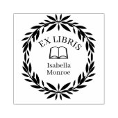 Minimale Blad Botanische Krans Ex Libris Boekplaat Rubberstempel (Afrduk)
