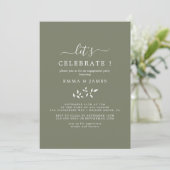 Minimale Blad | Donkergroen "Let's Celebrate"  Kaart (Staand voorkant)