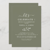 Minimale Blad | Donkergroen "Let's Celebrate"  Kaart (Voorkant / Achterkant)