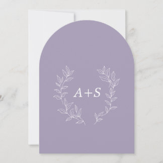 Minimale Blad | Gebogen Monogram Trouwuitnodiging Kaart