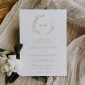 Minimale Blad | Gouden Formele Monogram Bruiloft Kaart