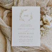 Minimale Blad | Gouden Formele Monogram Bruiloft Kaart