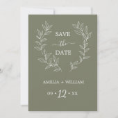 Minimale Blad Monogram Save the Date Trouw (Voorkant)