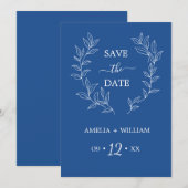 Minimale Blad Monogram Save the Date Trouw (Voorkant / Achterkant)