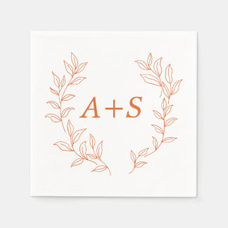 Minimale blad monogram trouw papieren servet