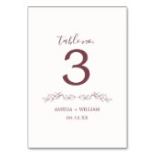 Minimale Blad Monogram Trouw Tafel Nummerkaart Kaart (Voorkant)