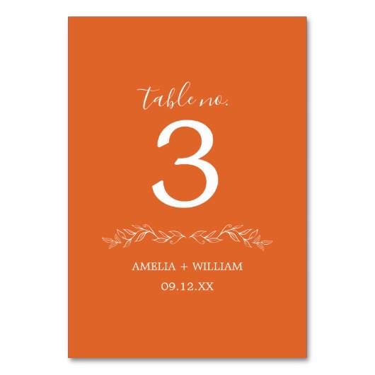 Minimale Blad Monogram Trouw Tafel Nummerkaart Kaart (Achterkant)