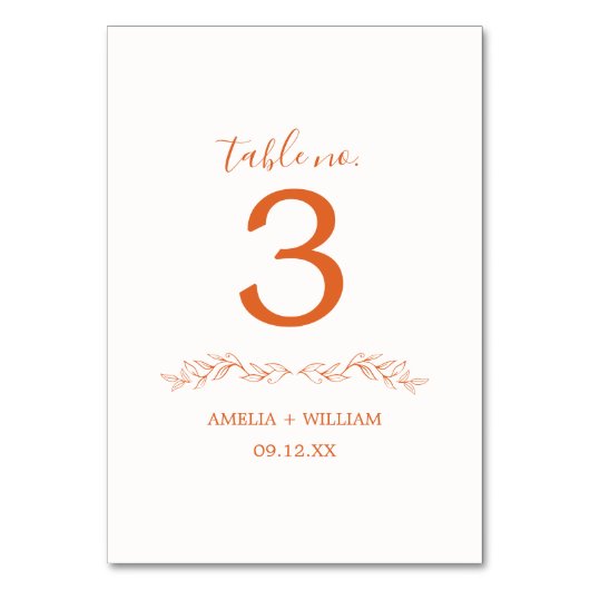 Minimale blad monogram trouwtafel nummerkaart kaart (Achterkant)
