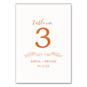 Minimale blad monogram trouwtafel nummerkaart kaart (Voorkant)