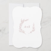 Minimale Blad | Roze Monogram Achterkant Trouw Kaart (Achterkant)