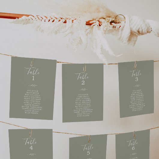 Minimale blad sagegroene hangende zitplaatskaart