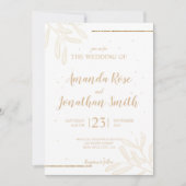 Minimale bladeren en glitteruitnodiging kaart (Voorkant)