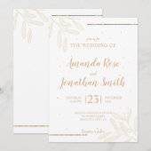 Minimale bladeren en glitteruitnodiging kaart (Voorkant / Achterkant)