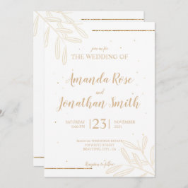 Minimale bladeren en glitteruitnodiging kaart