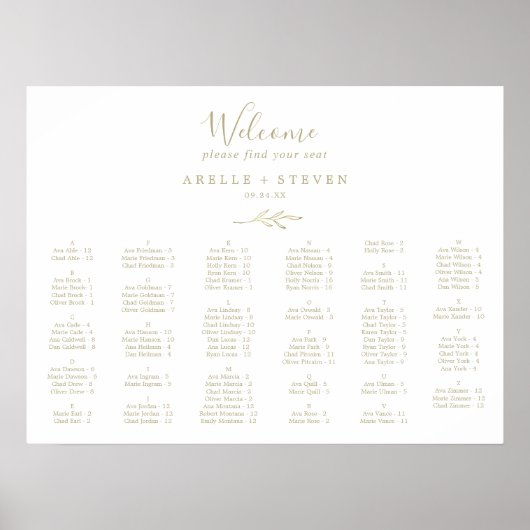 Minimale bladgoudkoortszeegrafiek poster (Voorkant)