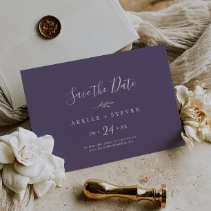 Minimale bladpruim Paarse horizontaal Opslaan van Save The Date