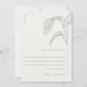Minimale bladrijke palm schets zwart-wit bruiloft bedankkaart (Voorkant)