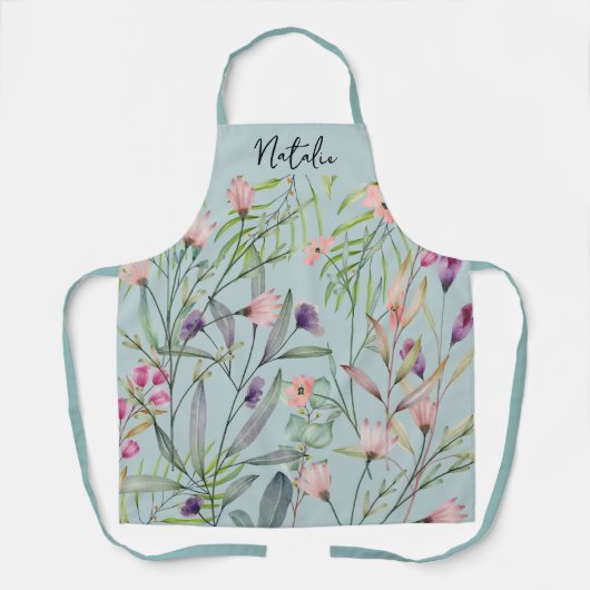 Minimale  bladzijden, met de naam blauw patroon schort (Voorkant)