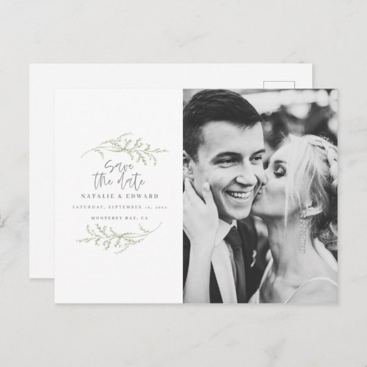 Minimale bladzijden + scripttekst, sla de datum op aankondigingskaart (Voorkant / Achterkant)