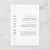 Minimale blauw en wit bruiloft details Invoegen Informatiekaartje (Voorkant)