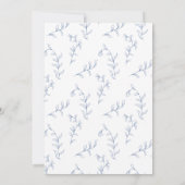 Minimale Blauw en Witte Boho Botanische Trouwdag Kaart (Achterkant)
