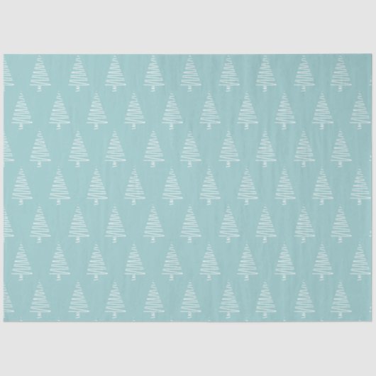 Minimale blauw-groene en witte kerstbomen tissuepapier (Voorkant)