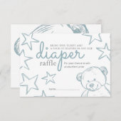 Minimale blauw Teddy Bear Baby shower Diaper Raffl Kaart (Voorkant / Achterkant)