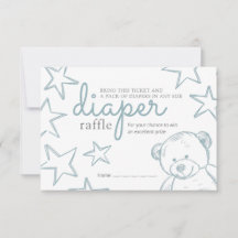 Minimale blauw Teddy Bear Baby shower Diaper Raffl