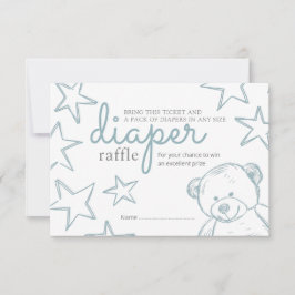 Minimale blauw Teddy Bear Baby shower Diaper Raffl Kaart