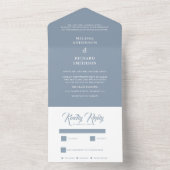 Minimale blauw-witte bruiloft all in one uitnodiging (Binnen)