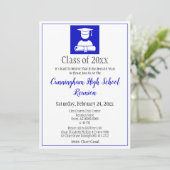 Minimale Blauw Witte Hoogste Schoolse Reunion Kaart (Staand voorkant)