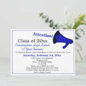 Minimale Blauw Witte Hoogste Schoolse Reunion Kaart (Staand voorkant)