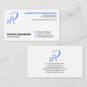 Minimale blauwachtige Buttonnen P I Visitekaartje (Voorkant / Achterkant)