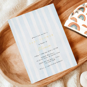 Minimale Blauwe Aquarel Baby Shower Folie Uitnodiging