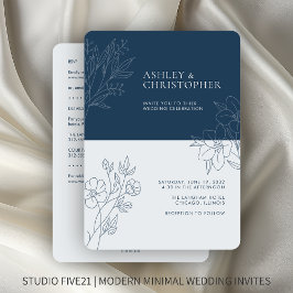 Minimale blauwe blad omlijning all-inclusive bruil kaart