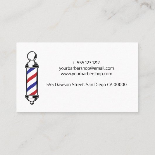 Minimale blauwe blauwe Barber Shop Hair Bard Visitekaartje (Achterkant)