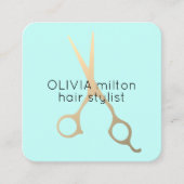 Minimale blauwe blauwfaux Gold-schaarste Vierkante Visitekaartje (Voorkant)