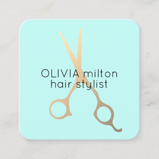 Minimale blauwe blauwfaux Gold-schaarste Vierkante Visitekaartje (Voorkant)