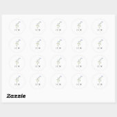 Minimale blauwe bloemen bruiloft ronde sticker (Vel)