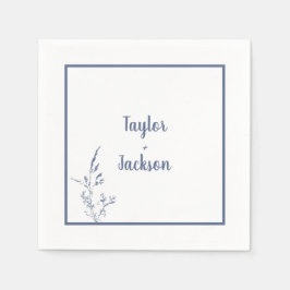 Minimale blauwe botanische bruiloft servetten