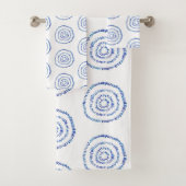 Minimale blauwe Cirkel Boho Bath-handdoekset Bad Handdoek (Insitu)