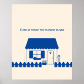 Minimale Blauwe Cottage Poster (Voorkant)