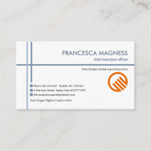 Minimale Blauwe Crisscross Lines Import Export Visitekaartje