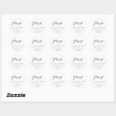 Minimale Blauwe Doodle Modern Custom Merry Kerstmi Ronde Sticker (Vel)