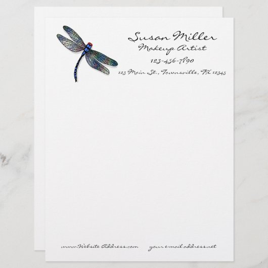 Minimale blauwe dragonvlieg briefhoofd (Voorkant / Achterkant)