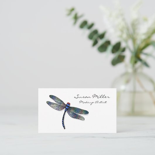 Minimale blauwe dragonvlieg visitekaartje (Staand voorkant)